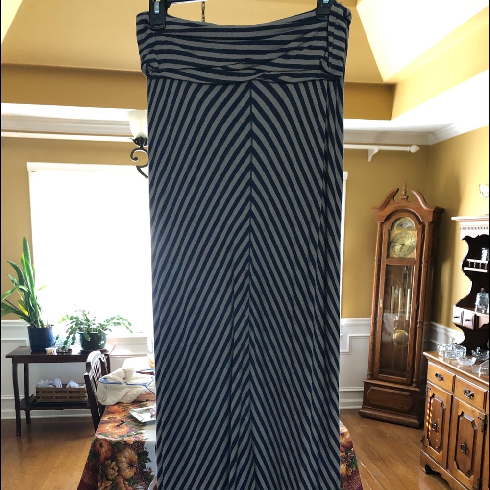 Navy blue and grey striped Maxi skirt!